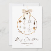 Neutrale minimalistische Boho kerstcompositie Feestdagenkaart (Voorkant)