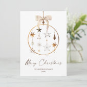 Neutrale minimalistische Boho kerstcompositie Feestdagenkaart (Staand voorkant)