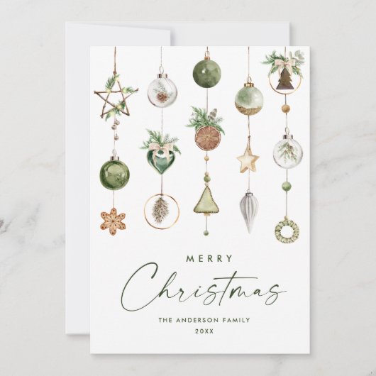 Neutrale minimalistische Boho kerstcompositie Feestdagenkaart (Voorkant)