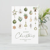 Neutrale minimalistische Boho kerstcompositie Feestdagenkaart (Staand voorkant)