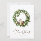 Neutrale minimalistische Boho kerstcompositie Feestdagenkaart (Voorkant)