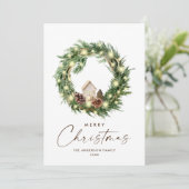 Neutrale minimalistische Boho kerstcompositie Feestdagenkaart (Staand voorkant)