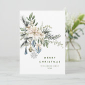 Neutrale minimalistische Boho kerstcompositie Feestdagenkaart (Staand voorkant)