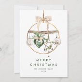 Neutrale minimalistische Boho kerstcompositie Feestdagenkaart (Voorkant)