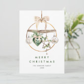 Neutrale minimalistische Boho kerstcompositie Feestdagenkaart (Staand voorkant)