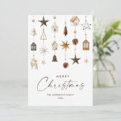 Neutrale minimalistische Boho kerstcompositie Feestdagenkaart (Staand voorkant)