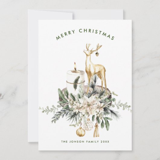 Neutrale minimalistische Boho kerstcompositie Feestdagenkaart (Voorkant)