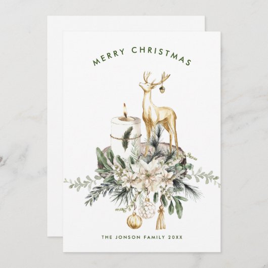 Neutrale minimalistische Boho kerstcompositie Feestdagenkaart (Voorkant / Achterkant)