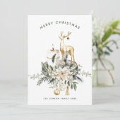 Neutrale minimalistische Boho kerstcompositie Feestdagenkaart (Staand voorkant)