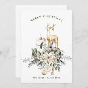 Neutrale minimalistische Boho kerstcompositie Feestdagenkaart