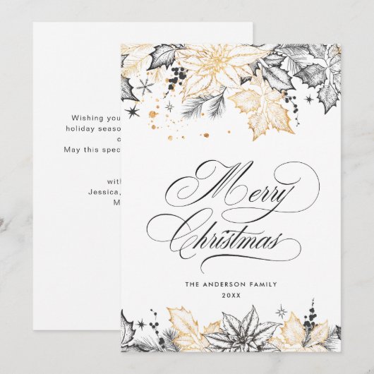 Neutrale minimalistische Boho kerstcompositie Feestdagenkaart (Voorkant / Achterkant)