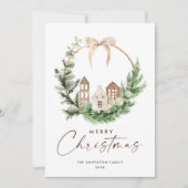 Neutrale minimalistische Boho kerstcompositie Feestdagenkaart (Voorkant)