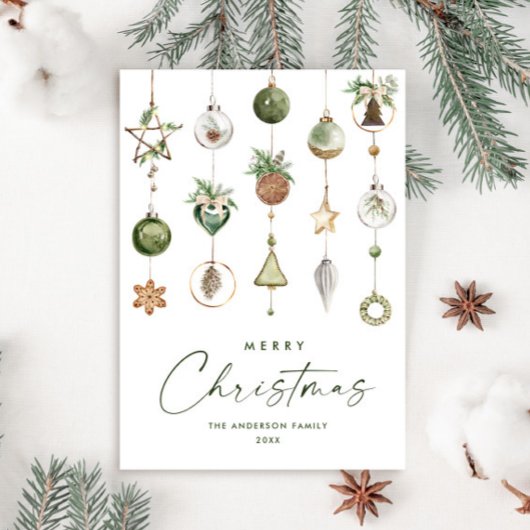 Neutrale minimalistische Boho kerstcompositie Feestdagenkaart