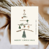 Neutrale minimalistische Boho kerstcompositie Feestdagenkaart