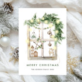 Neutrale minimalistische Boho kerstcompositie Feestdagenkaart