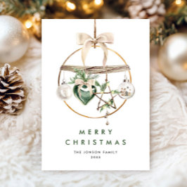 Neutrale minimalistische Boho kerstcompositie Feestdagenkaart