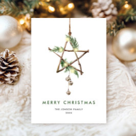 Neutrale minimalistische Boho kerstcompositie Feestdagenkaart