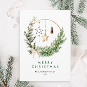Neutrale minimalistische Boho kerstcompositie Feestdagenkaart