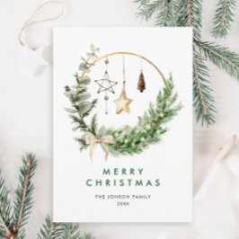 Neutrale minimalistische Boho kerstcompositie Feestdagenkaart