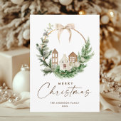 Neutrale minimalistische Boho kerstcompositie Feestdagenkaart