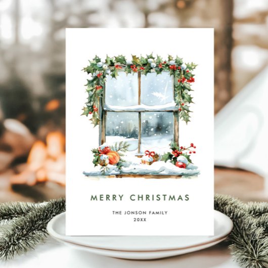 Neutrale minimalistische Boho kerstcompositie Feestdagenkaart