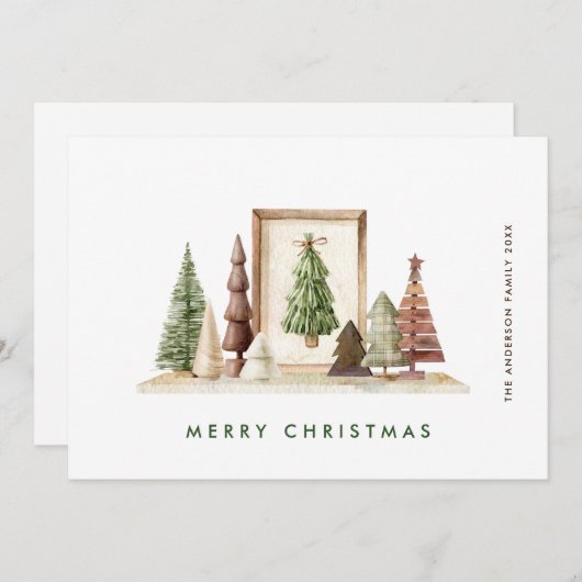 Neutrale minimalistische Boho kerstcompositie Feestdagenkaart (Voorkant / Achterkant)