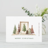 Neutrale minimalistische Boho kerstcompositie Feestdagenkaart (Staand voorkant)