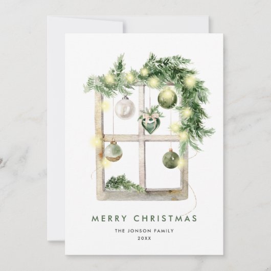 Neutrale minimalistische Boho kerstcompositie Feestdagenkaart (Voorkant)