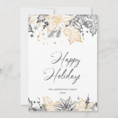 Neutrale minimalistische Boho kerstcompositie Feestdagenkaart (Voorkant)