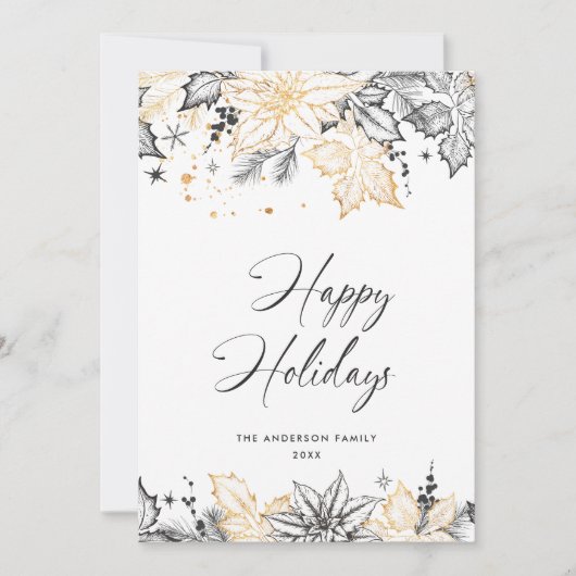 Neutrale minimalistische Boho kerstcompositie Feestdagenkaart (Voorkant)