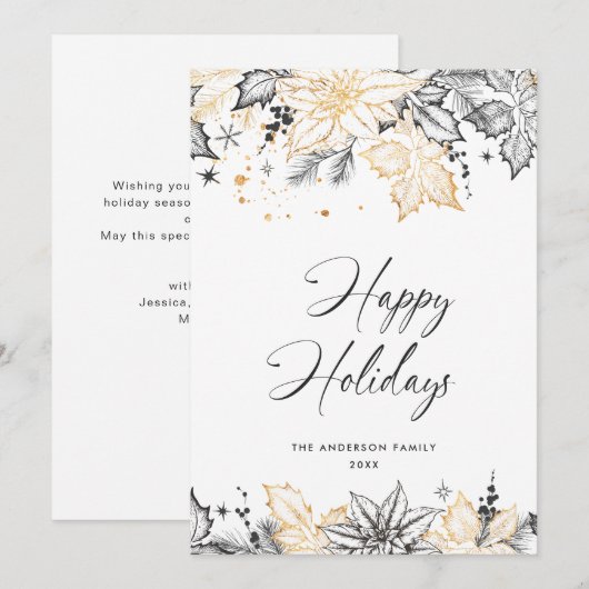 Neutrale minimalistische Boho kerstcompositie Feestdagenkaart (Voorkant / Achterkant)