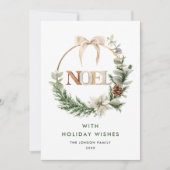 Neutrale minimalistische Boho kerstcompositie Feestdagenkaart (Voorkant)