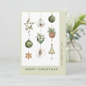 Neutrale minimalistische Boho kerstcompositie Feestdagenkaart (Staand voorkant)