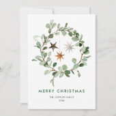 Neutrale minimalistische Boho kerstcompositie Feestdagenkaart (Voorkant)
