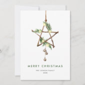 Neutrale minimalistische Boho kerstcompositie Feestdagenkaart (Voorkant)