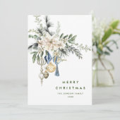 Neutrale minimalistische Boho kerstcompositie Feestdagenkaart (Staand voorkant)