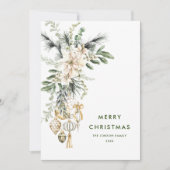 Neutrale minimalistische Boho kerstcompositie Feestdagenkaart (Voorkant)