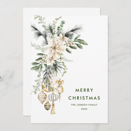 Neutrale minimalistische Boho kerstcompositie Feestdagenkaart (Voorkant / Achterkant)