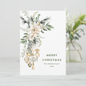 Neutrale minimalistische Boho kerstcompositie Feestdagenkaart (Staand voorkant)