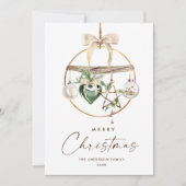 Neutrale minimalistische Boho kerstcompositie Feestdagenkaart (Voorkant)