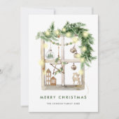 Neutrale minimalistische Boho kerstcompositie Feestdagenkaart (Voorkant)