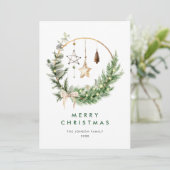 Neutrale minimalistische Boho kerstcompositie Feestdagenkaart (Staand voorkant)