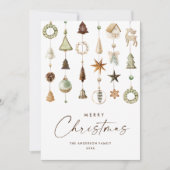 Neutrale minimalistische Boho kerstcompositie Feestdagenkaart (Voorkant)