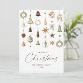 Neutrale minimalistische Boho kerstcompositie Feestdagenkaart (Staand voorkant)