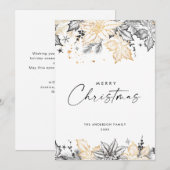 Neutrale minimalistische Boho kerstcompositie Feestdagenkaart (Voorkant / Achterkant)