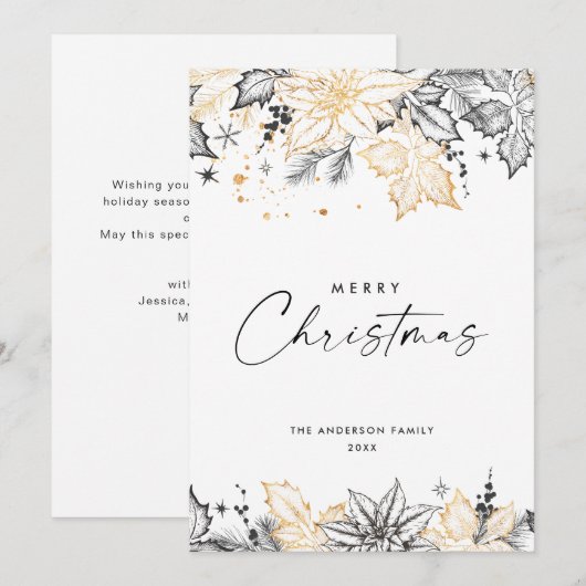 Neutrale minimalistische Boho kerstcompositie Feestdagenkaart (Voorkant / Achterkant)