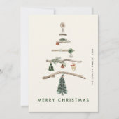 Neutrale minimalistische Boho kerstcompositie Feestdagenkaart (Voorkant)