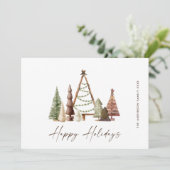 Neutrale minimalistische Boho kerstcompositie Feestdagenkaart (Staand voorkant)