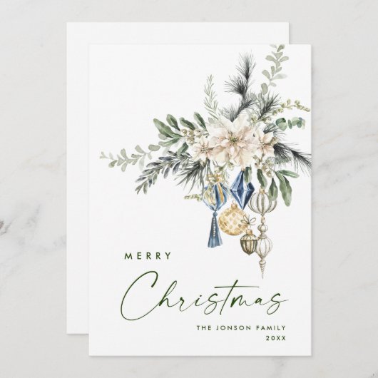 Neutrale minimalistische Boho kerstcompositie Feestdagenkaart (Voorkant / Achterkant)