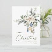 Neutrale minimalistische Boho kerstcompositie Feestdagenkaart (Staand voorkant)